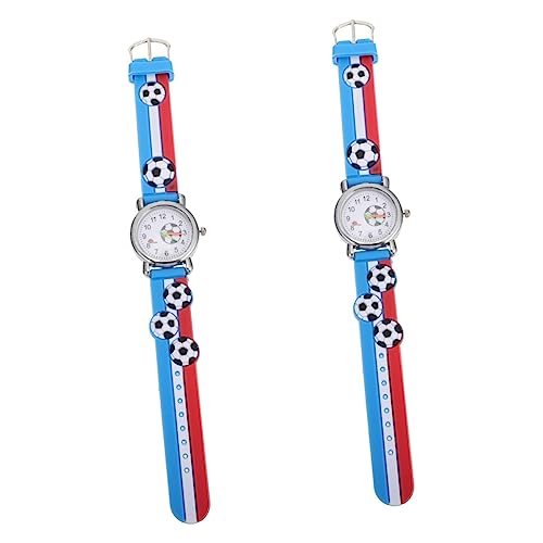 Mikikit 2 STK Silikonuhr Für Kinder Kinderuhren Modische Armbanduhr Auf Schüler Achten Uhr Mit Cartoon-Muster Schöne Kinderuhr Armbanduhr Für Kinder Geschenk Fußball Student Plastik von Mikikit