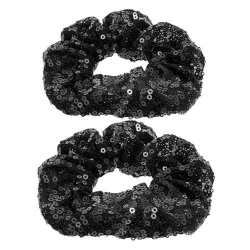 Mikikit 2 STÜCK Weihnachts Pailletten Haargummis Elastische Fluoreszierende Haarbänder in Bunten Farben Weiche Haarschleifen zum Waschen und Styling Haaraccessoires für Damen von Mikikit