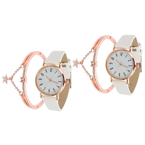 Mikikit 2 Sets Mode Damenuhr Leichte Armbanduhr Armband Exquisite Handgelenk Uhr Ornament Für Damen von Mikikit