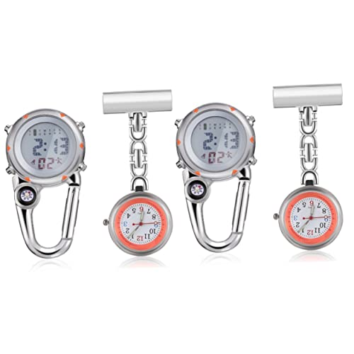 Mikikit 2 Sets Elegante Uhr Digitaluhr Karabinerhaken Taschenuhr Für Damen Pflegebedarf Outdoor 2 Stück*2 von Mikikit