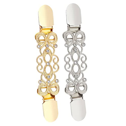 Mikikit 2 Stück Cardigan Clips Damen Strickjacken Verschluss mit Kreativem Design und Glitzer Praktische Pullover Klammern für Shirts Schals und Cardigans und Vielseitige Zufällige Farbe von Mikikit