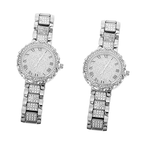 Mikikit 2 STK Anschauen Diamantuhren für Damen Damenuhren Studenten schauen zu Strass-Armbänder Silberne Uhr Strass-Armbanduhr Frauen schauen zu Mädchen Geschenk Fräulein Strasssteine von Mikikit