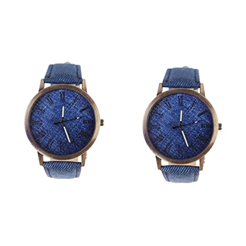 Mikikit Betrachten 2 Stück Damen-Dekorationsuhren Tragbar Modestile Digitale Zweite Armbanduhr Mutter Anti-Schweiß Zart Mit Verschiedenen Stoffen Mädchen Römisch Party Damen Marineblau - von Mikikit
