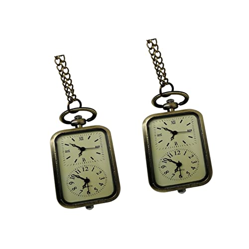 Mikikit 2 Stück Doppelte Hängende Kettenanhängertasche Für Doppelte Zeit Armbanduhr Zone Bewegung Uhren Uhr Männer Retro Geschenk Vintage Damen Halskette – Legierung von Mikikit