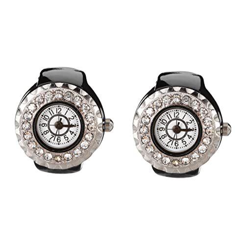 Mikikit 2 Stück Edelstahl-Glas-materialuhr Dekorativer Fingerkreis Uhr Große Zahlen Für Einfaches Ablesen von Mikikit