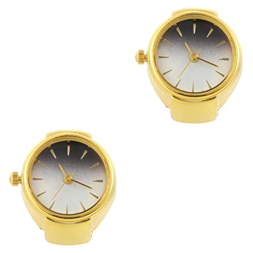 Mikikit 2 Stück Elegant Geformte Uhr Tragbare Fingeruhr Für Herren Damen Uhren Genaue Zeitanzeige von Mikikit