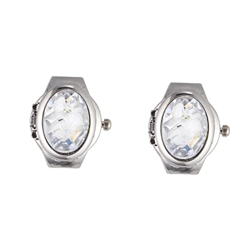 Mikikit 2 Stück Geschenk Persönlichkeit Rund Klassisch Erwachsene Unisex Mädchen Geformt Mit Weiß Kreativ Weihnachten Graduierung Halloween Mode Für Damen Herren Fingeruhr - Speziell von Mikikit