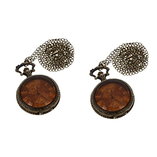 Mikikit Charm Halter Für Halskette 2 Stück Geschenkanhänger Relief Antik Glas Mit Uhr Retro Für Väter Geburtstag Vater Tasche Mechanisch Alte Lehrer Vater Opa Kette Bronze von Mikikit