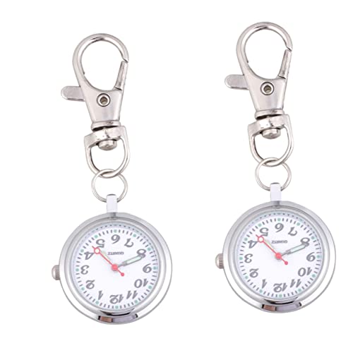 Mikikit 2st Unisex Hängende Uhr Taschenuhren Für Herren Tasche Hängen Uhr Mit Schlüssel Abzeichen Uhr Hängende Uhren Damen Taschenuhr Revers Uhr Pflege Fräulein Zubehör von Mikikit