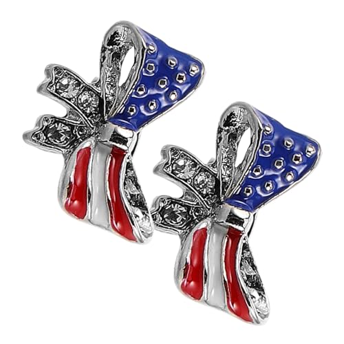 Mikikit 2 Stück Glitzernde Strass Schleifenohrringe Leichte Stecker mit Patriotischem Modischer Schmuck für Frauen für Unabhängigkeitstag und Festtags Events von Mikikit