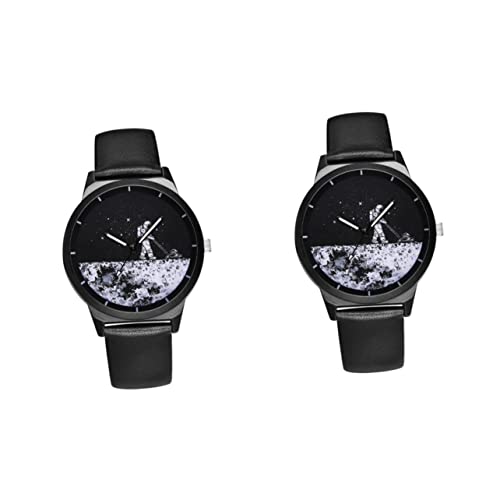 Mikikit 2 Stück Herren- Und Astronauten-Armbanduhr Lässige Taschenuhr Für Mädchen Und Damen Leichtes Schlichtes Design von Mikikit