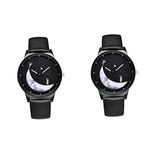 Mikikit 2 Stück Herrenuhr Damenuhr Astronautenstil Leichte Elegante Modische Armbanduhr von Mikikit
