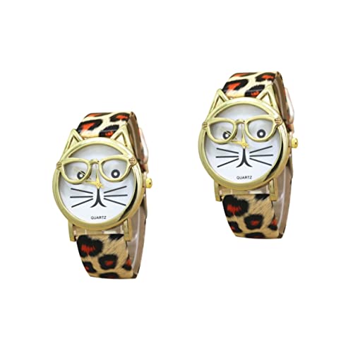 Mikikit 2 STK Katzenuhr Uhr Mit Leopardenband Kinder Digitaluhr Kinder Smartwatch Kinder Armbanduhren Elektrisch Smartwatches Für Kinder Quarzuhr Für Kinder Karikatur Gurt Fräulein Pu von Mikikit