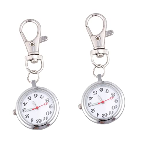 Mikikit 2 Stück Quarzuhr Für Männer Frauen Jungen Und Mädchen Große Zahlen Paaruhr Schlüsselanhänger Taschenuhr-Design Zum Lesen von Mikikit