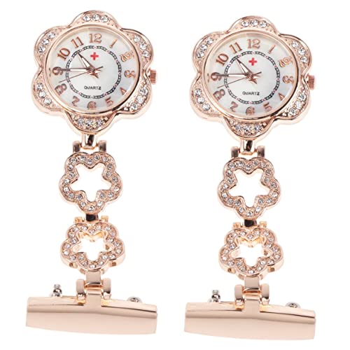 Mikikit 2 Stück Modische Armbanduhr Stilvolle Taschenuhr Für Damen Strasssteine Legierungskonstruktion von Mikikit