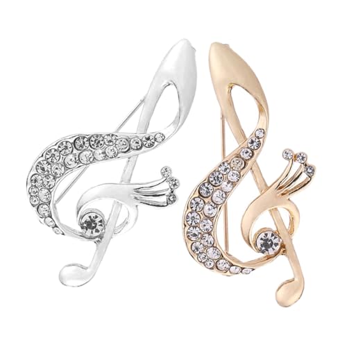 Mikikit 2 Stück Musiknotenbrosche Kleid Ornament Broschen Und Anstecknadeln Für Damen Musiknote Brustnadel Schmuck Mode Musik Brosche Kostüm Design Boutonniere Legierung von Mikikit