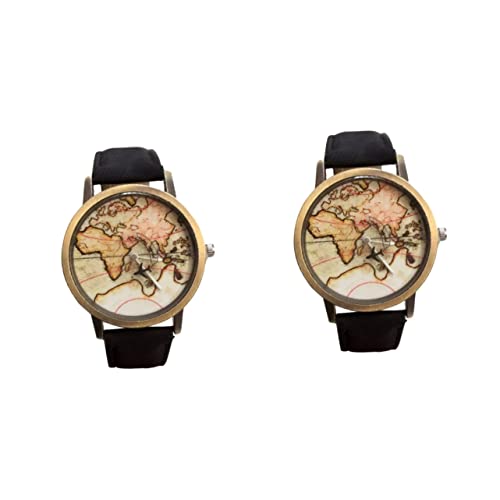 Mikikit Freizeituhr 2 Stück Prägnante Nummer Kleid Keine Männer Karte Mit Neuartigen Modeuhren Kreativ Schwarz Für Welt Armband Armbanduhr Business Muster Schmuckband Armbanduhr von Mikikit