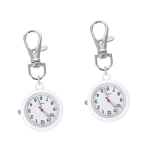 Mikikit 2 STK Krankenschwester Uhr Taschenuhr Für Krankenschwestern Schlüsselanhänger-Uhr Herren-digitaluhr Digitaluhr Für Frauen Schnallenmaterial: Edelstahl Kind Weiß Männlich Uhrkette von Mikikit