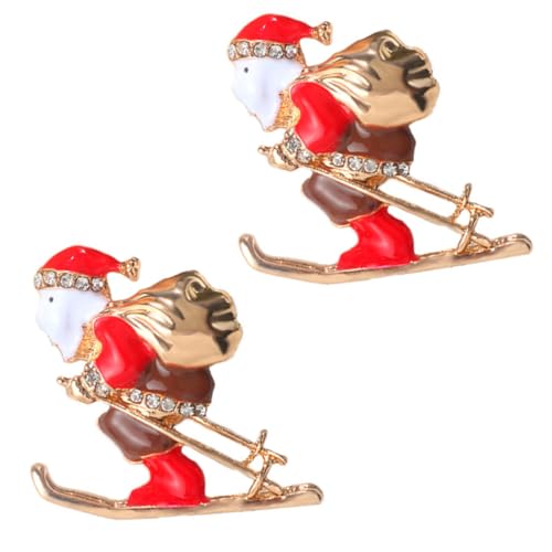 Mikikit 2 Stück Teiliges Alloy Weihnachtsbroschen Santa Kreative Brustnadeln für Kleidung Pullover Jacken Festliche Weihnachtsdeko Innen Geschenkidee für Damen und Herren von Mikikit