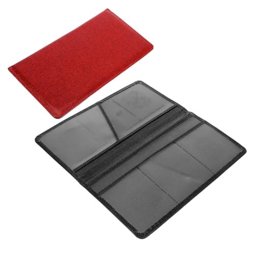 Mikikit 2 Stück Teiliges Auto Dokumenten Organizer PU Leder mit Glitzereffekt Schutz für Versicherungs und Zulassungskarten Kartenhalter mit Mehreren Fächern Design in Rot und Schwarz von Mikikit