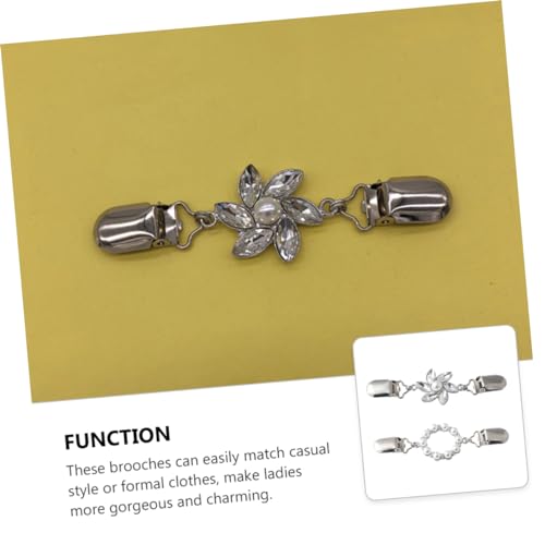 Mikikit 2 Stück Teiliges Damen Sweater Clips mit Edlen Perlen Zarte Cardigan Verschlüsse aus Zinklegierung Leichte Langlebige Schal Clamps für Vielseitige Kleidung Wie Pullover Schals von Mikikit