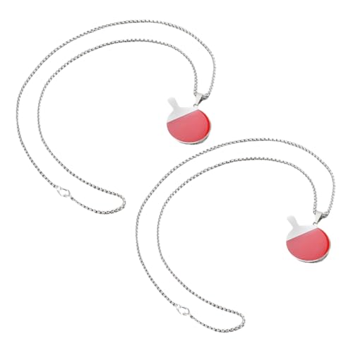 Mikikit 2 Stück Tischtennis Anhänger Halskette Herren Damen Titanstahl Leicht Kreative Form Modisches Accessoire für Alltag und Dekoration Kette von Mikikit