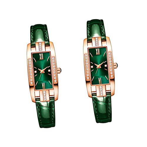Mikikit 2stücke Damen Armbanduhr Mit Römischem Ziffernblatt Quarz-Uhr Mit Funkelnden Details Für Täglichen Gebrauch Und Besondere Anlässe Leicht Verstellbares Armband von Mikikit