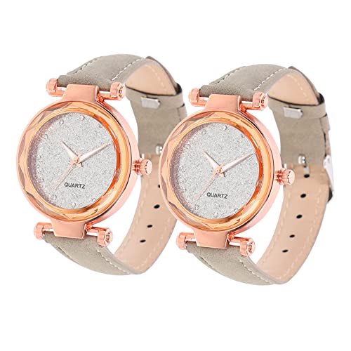 Mikikit 2 STK Leuchtende Uhr Graue Uhren Moderne Uhr Unisex-modeuhr Uhr Mit Diamantzifferblatt Uhren Im Sternendesign Modeuhren Für Damen Männer Und Frauen Armbanduhr Wildleder von Mikikit