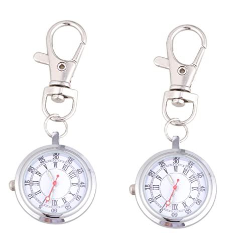 Mikikit 2 Stücke Jungen Und Mädchen Männer Frauen Taschenuhr Schlüsselanhänger Quarzuhr Große Ziffern Hände Freunde von Mikikit