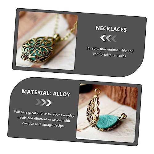 Mikikit 2 Stück Vintage Aromatherapie Halskette mit Offenem Anhänger Edelstahlfarbene Mini Duftöl Medaillons Schmuckaccessoires für Damen für Pullover und Herbstmode von Mikikit