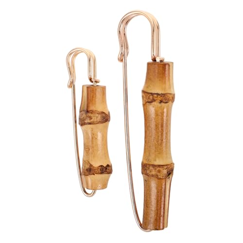 Mikikit 2 Stück Vintage Bambus Brosche Filigrane Strickjacken Verschlussnadeln für Cardigans und Schals Handgefertigte Anstecknadeln aus Nachhaltigem Bambus Retro Kleid Schmuckclips von Mikikit