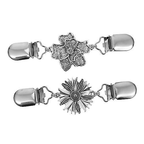 Mikikit 2 Stück Vintage Cardigan Clips Teiliges Dekorative Strickjacken Accessoires mit Robustem Verschluss Praktische und Stilvolle Broschen für Pullover und Schals Langlebig und Einfach von Mikikit