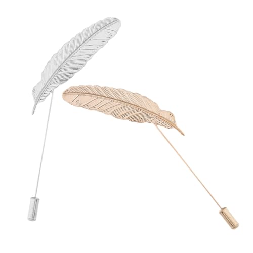 Mikikit 2 Stück Vintage Herren Anstecknadeln Federbrosche Reversnadeln für Hemdkragen und Sakko Stylisches Accessoire in Silber und Gold Schmuckpins für Party und Alltag von Mikikit