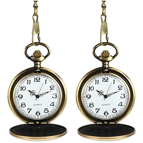 Mikikit 2stücke Vintage Quartz Pocket Watch Klassische Zwei-seitige Taschenuhr Mit Großem Antikem Design Und Robuster Kette Für Und Damen Als Stilvolles von Mikikit