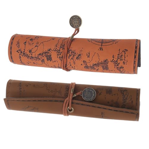 Mikikit 2 Stück Vintage Stil Stifttasche aus Robustem Canvas Großes Federmäppchen als Pencil Roll Up Case Praktische Stifte Etuis zum Aufrollen Tragbare Schreibgeräte Tasche für Schule von Mikikit