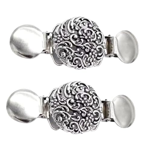 Mikikit 2 Stück Vintage Sweater Clips aus Langlebiger mit Antikem Blumenmuster Strickjacken und Schalclips für Damen Vielseitig Einsetzbar als Pullover und Cardigan Accessoire bei von Mikikit