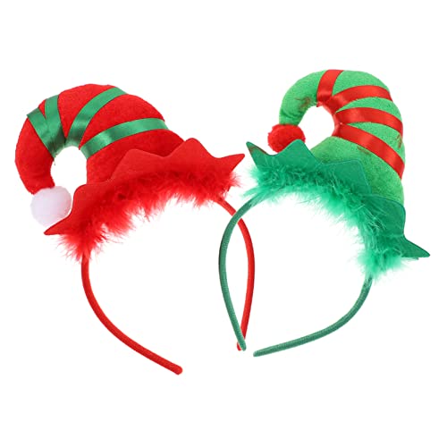 Mikikit 2 Stück Weihnachtlicher Haarreifen mit Glocken und Elfenhut Design Party Accessoire für Karneval Festival und Kostümpartys für Damen und Herren von Mikikit