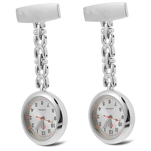 Mikikit 2 Stück Taschenuhr Im Dunkeln Leuchtend Elegante Uhr Brosche Robuste Taschenuhr Für Medizinisches Fachpersonal von Mikikit