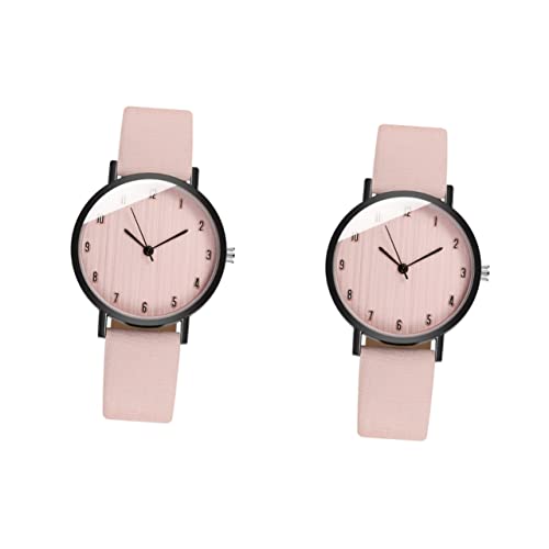 Mikikit 2St Damen quarzuhr Geschenkuhr für Frauen analoge, leicht ablesbare Uhr Krankenschwester Geschenke Damenuhren leichte Armbanduhr modische Armbanduhr einfach schmücken Lederriemen von Mikikit