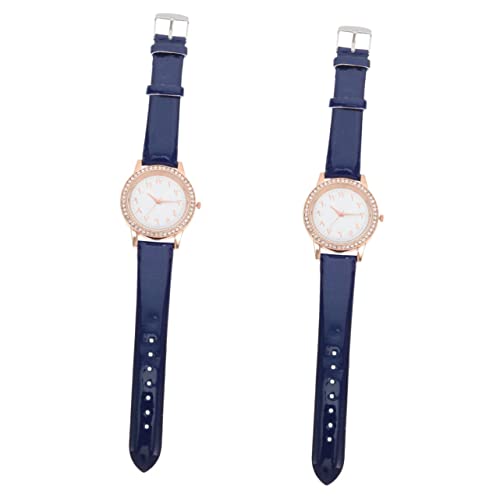 Mikikit 2stücke Damen Armbanduhr Mit Dekorativem Design Verstellbarem Pu-Armband Und Stilvollem Uhr Für Alltag Und Besondere Anlässe von Mikikit