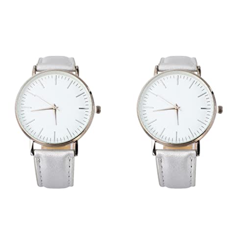 Mikikit 2stücke Unisex Pu Armbanduhr Kreative Quarz-Uhr Silber Retro-inspirierte Armbanduhr Für Und Besondere Anlässe von Mikikit
