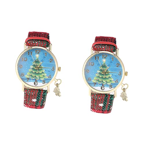 Mikikit 2 Stück Schneeflocken-weihnachtsgeschenkuhr Für Frauen -Armbanduhr Mit Baum-Charme Weihnachtsschmuck Modisches Armband von Mikikit