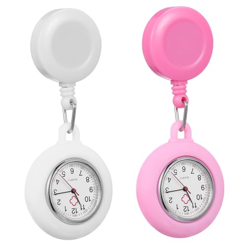 Mikikit 2stücke Uhr Clip Krankenschwester Taschenuhr Teleskop Design Quarz Uhr Für Pflegepersonal Und Ärzte Kompakt Und Praktisch von Mikikit
