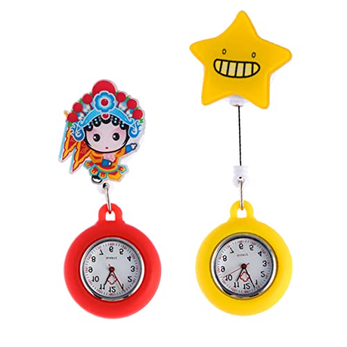 Mikikit 2 Stücke Für Unisex Tasche Dekor Bewegung Einziehbar Erwachsene Pflege Cartoon Kinder Timing Muster Exquisite Stern Design Schöne Schicke Runde Uhr Sweep Gerät von Mikikit