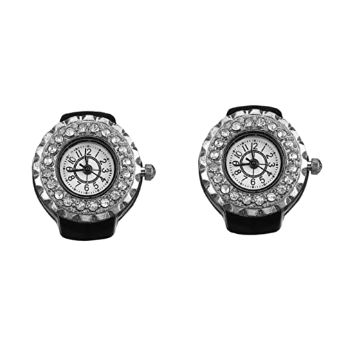 Mikikit 2 Stück Modische Diamant-Armbanduhr Schmuckuhr -anzeige Fingeruhr Für Männer Und Frauen von Mikikit