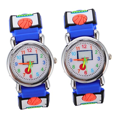 Mikikit 2stücke Cartoon Kinderuhr Mit Basketball- wasserdichte Armbanduhr Für Jungen Und Mädchen Analoges Design Für Sport Und Freizeitaktivitäten von Mikikit