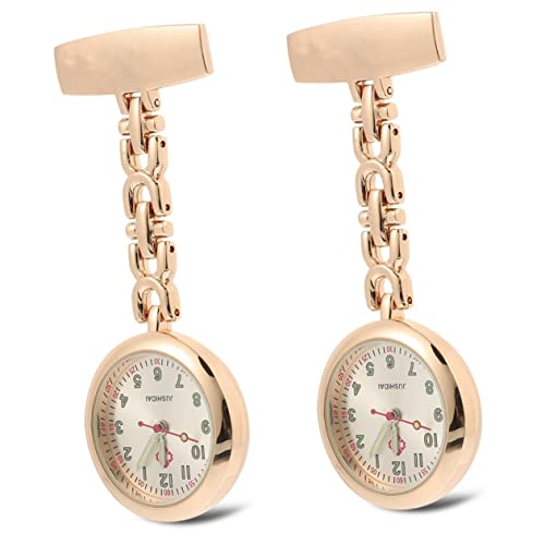 Mikikit 2st Taschenuhr Frauen-Revers-Uhr Broschen Für Frauen Pflegetaschen Für Krankenschwestern Clip-Uhr Für Damen Tragbar Leuchtende Uhrenbrosche Legierung Fräulein Zubehör Aufsteckbar von Mikikit