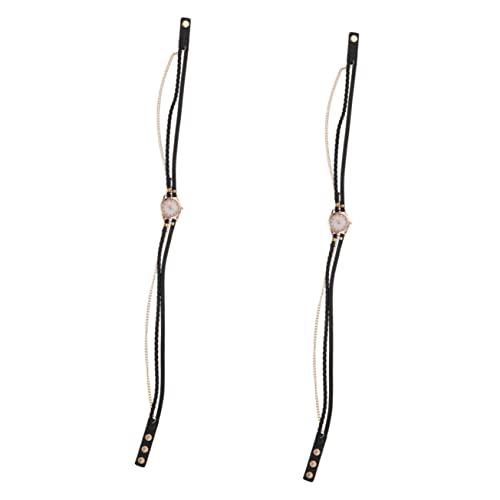 Mikikit 2 Stücke Strick Ersatz Uhr Armband Schwarz Uhren Mädchen Band Zeit Armbanduhr Armband Stil Bands Geburtstag Geflecht Festival Zart Für Dekoratives Leder Tägliche Dekoration Pu von Mikikit