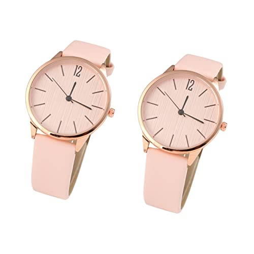 Mikikit 2 Stücke Tragen Einfach Geschenk Täglich Uhren Krankenschwestern Gurt Weiblich Rund Leser Vielseitig Pu Bequem Freizeit Für Mädchen Rosa Uhr Elegantes von Mikikit