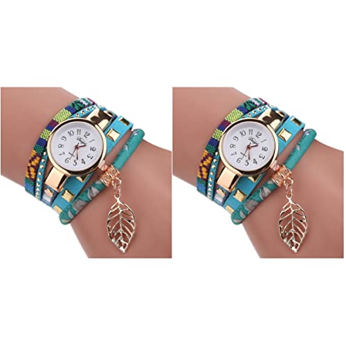 Mikikit Mode Damenuhren 2 Stücke Uhr Blau Klassisches Kleid Frauen Armbanduhr Himmel Uhren Quarz Dame Armband Handgelenk Mode-Quarzuhr von Mikikit